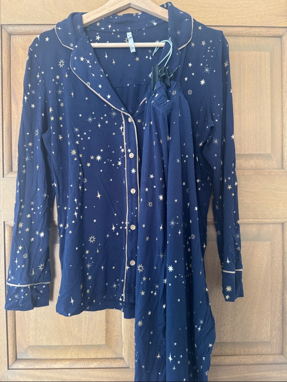 Soma - M - Navy Button-Front Star Print Pajama Set Cool Summer Nights